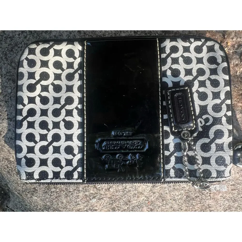COACH Black & White Wristlet